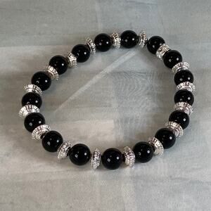 0090 AVON Everyday Meaning Stretch Bracelet Black & Silver Deadstock (2019)